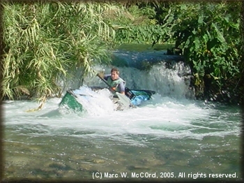 Running a San Marcos River waterfall in my Old Town Cascade