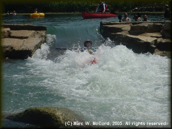 Anna Barton cooling off at Rio Vista Dam on a hot, summer day