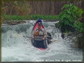 Gary Tupa running the waterfall above Thompson's Island
