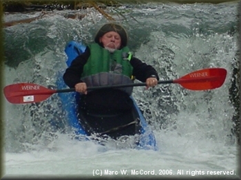 David Nevers running the waterfall above Thompson's Island