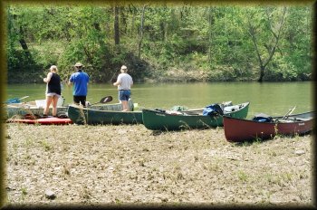 A view of the Kiamichi River from a gravel bar island