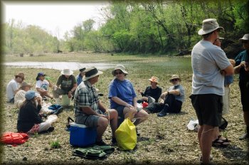 Relaxing after lunch on the Kiamichi River