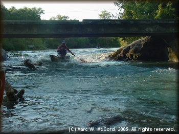 Running the low-water bridge just below Martindale Dam