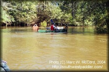 Dallas Downriver Club members on a flooded Village Creek