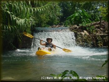 Virginia Villarreal after running Cape Falls above Thompson's Island